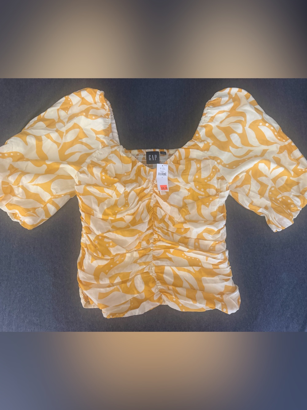 GAP Yellow and White Floral Puff-Sleeve One-Piece